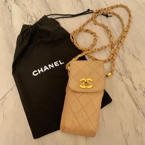 Vintage Chanel Mini Phone Bag 1996 Gold Plated